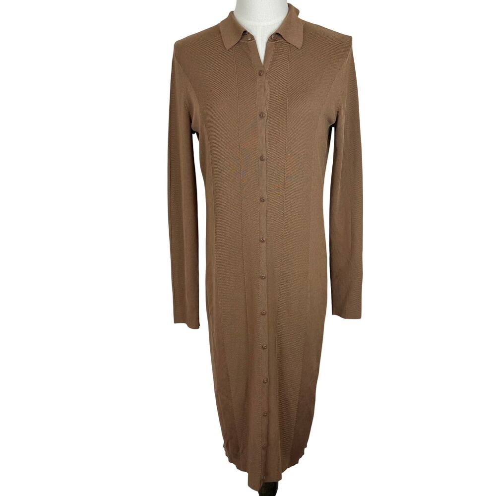 Rag & Bone Pacey Button-Down Knit Sweater Midi Dress Khaki XL NWT